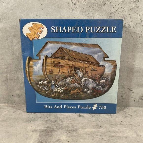 Vintage Noahs Ark Bits And Pieces Puzzle 750 Shaped Pieces 18” x‎ 27” UNOPENED - Picture 2 of 4